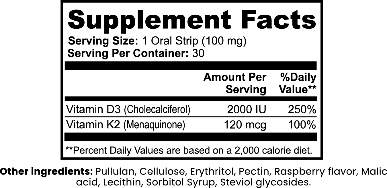 Bone Support Strips Vitamin D3+K2